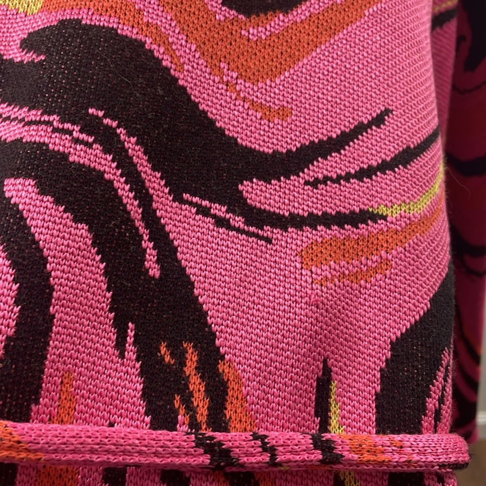 Zara Pink Jacquard Abstract Belted Midi Dress - Picture 9 of 10